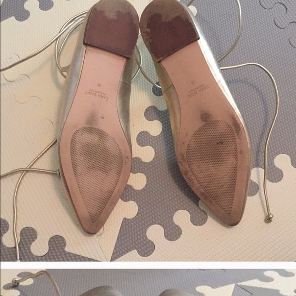 Gold Zara Lace Up Flats! Sold out! Size 8 - Picture 4 of 6